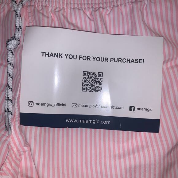 Maamgic Men’s Swim Trunks. Pink White. Small - Picture 7 of 11